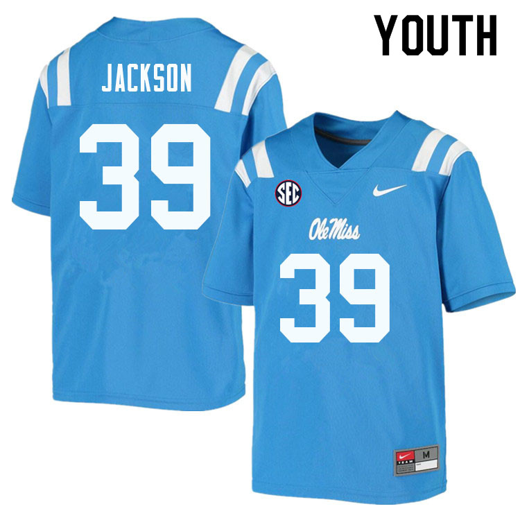 Youth #39 Dink Jackson Ole Miss Rebels College Football Jerseys Sale-Powder Blue